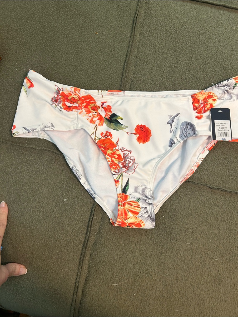 RACHEL Rachel Roy White Bikini Bottoms with Red and Orange Floral Print